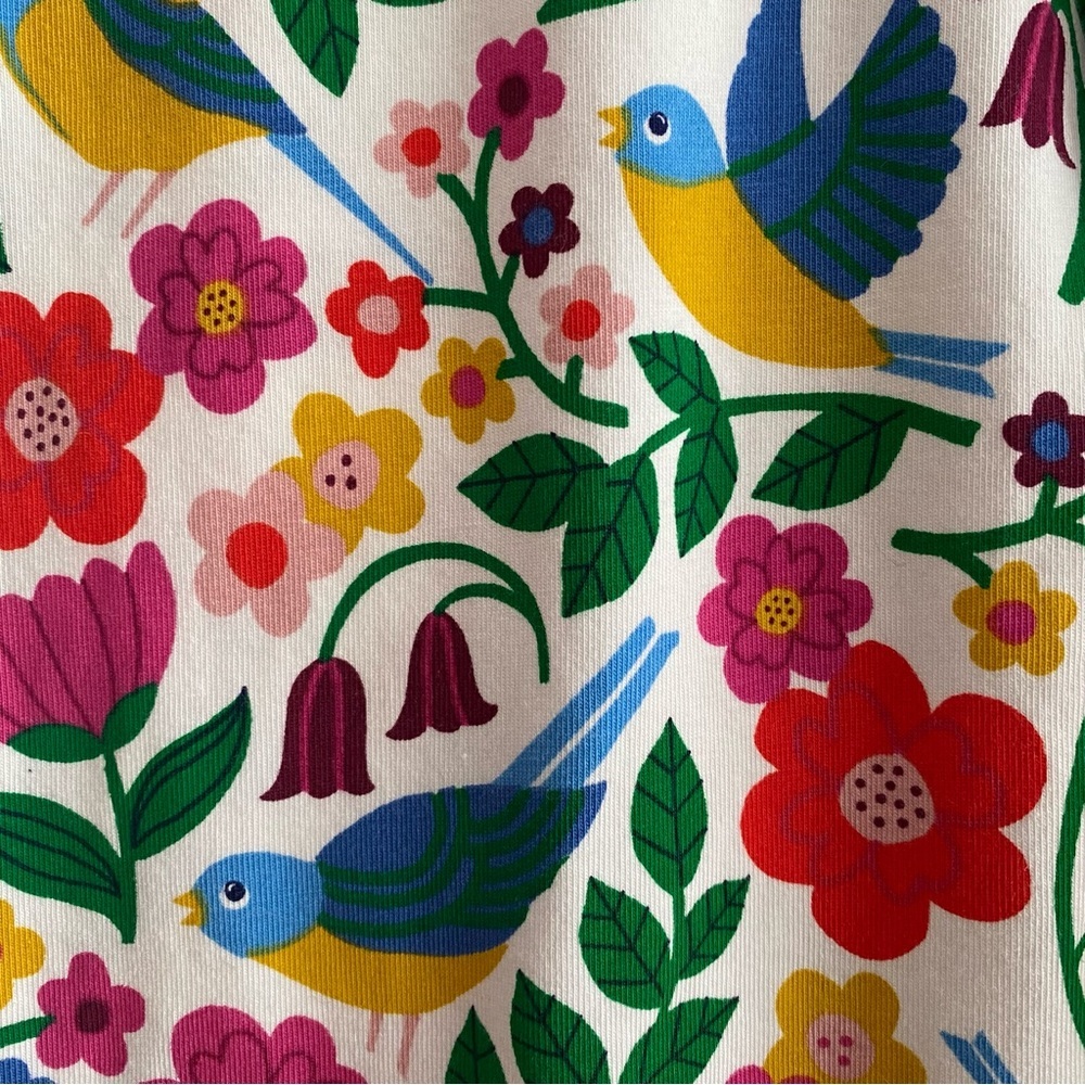 Mini Boden Colorful Floral Bird Print Fun Leggings 10 - Picture 8 of 12